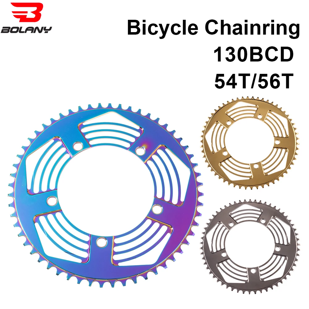 Bolany Ultralight 130BCD BMX Fold Bike Chainwheel Narrow Width Anti-Hanging Chain Plating Chainring 56T Gear Aluminum Alloy7075