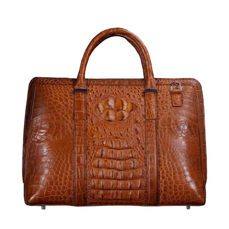 ourui  new  Real crocodile  men briefcase  brown  Genuine crocodile leather  handbag  package  male  Men hangbag