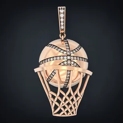 Austrian Rhinestone Inlaid Basketball Pendant Necklace Men's Necklace Fashion Watch Metal Hip Hop Jewelry Accessories Party Gift