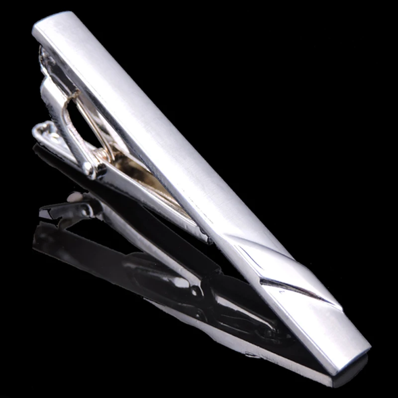 High end brand men\'s business tie clip spray painting process laser plaid pattern design tie clip wholesale / retail