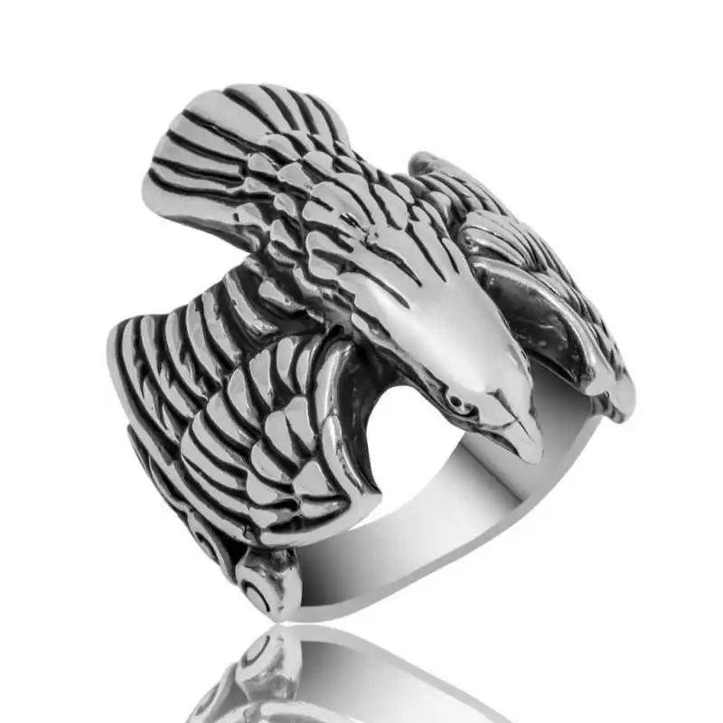 Silver Eagle Men's Ring - 925 Sterling Men's Jewelry Wedding Birthday Gift - Box - Men - Fashion - Botiva - Size - Turkish - Patterned Embroidered