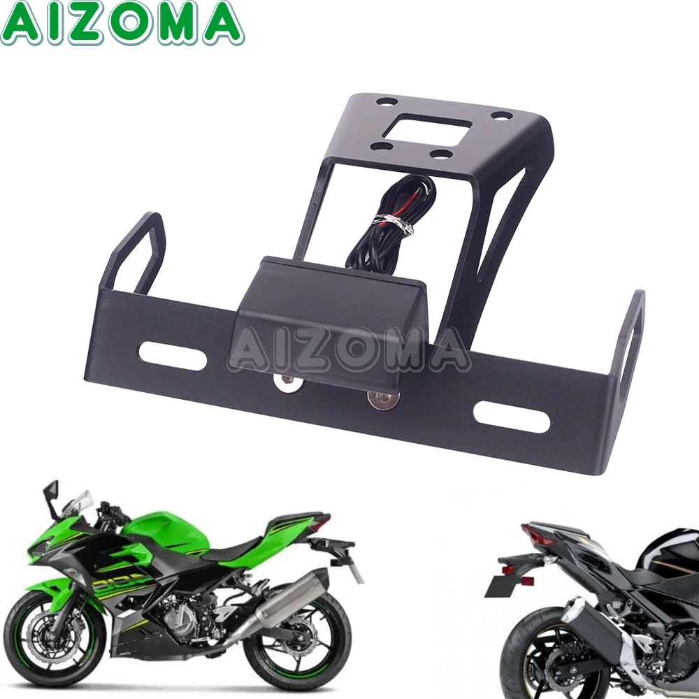 Tail Tidy Fender Eliminator Kit LED Number License Plate Holder Bracket For KAWASAKI NINJA 250 400 2018-2020 Z250 Z300 2019-2020