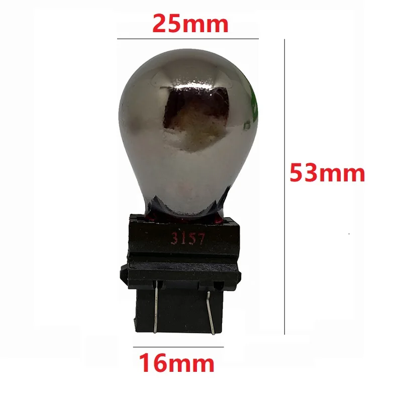 2pcs Silver / Chrome T25 3157 3156 P27/7W P27W Glass Bulbs Car Brake Reverse Light Lamp Turn Signal halogen light Amber red