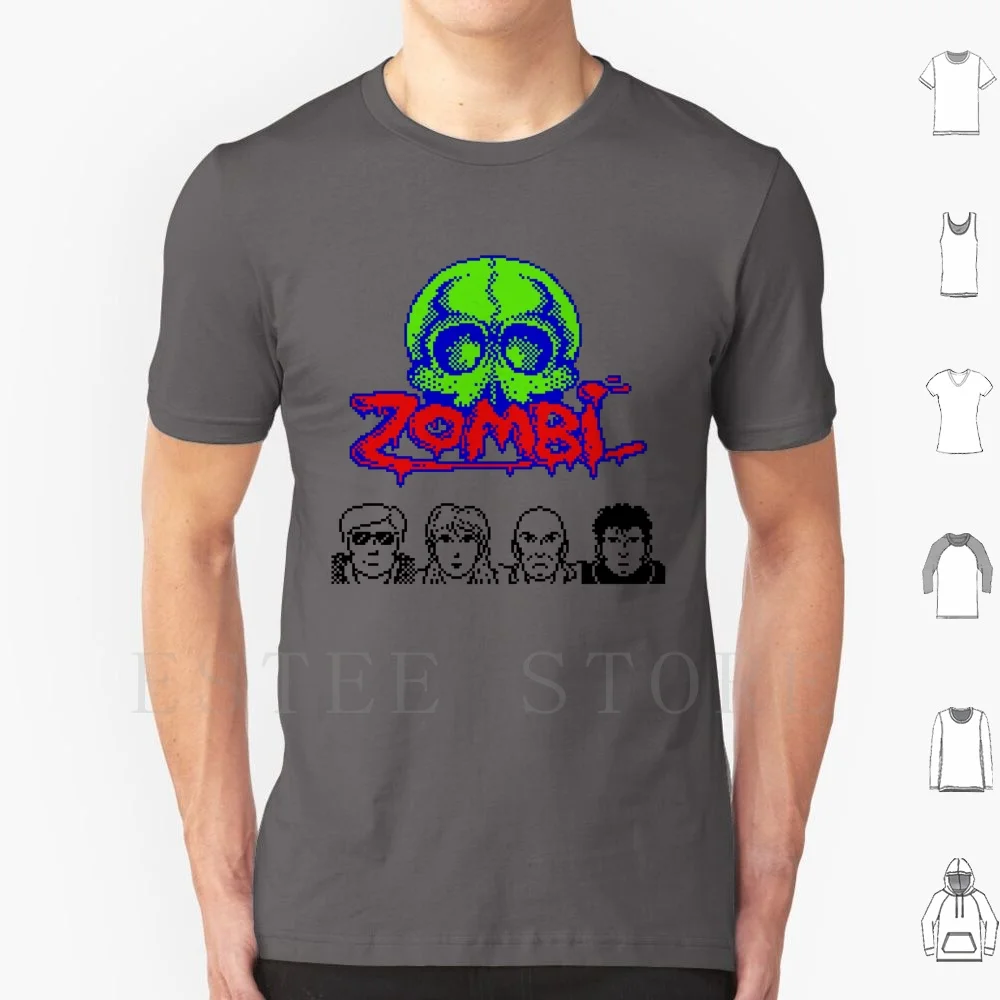 Camiseta Zombi con estampado de algodón Zx Spectrum Retro Pixel Game Computer Video Zombi Zombie Action Adventure Escape Icon