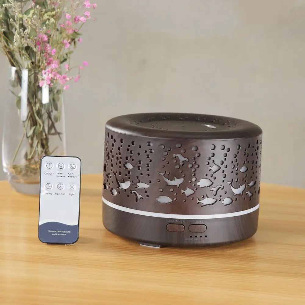 Ultrasonic Mist  Air Purifier Sea World Aroma Essential Oil Diffuser 500ml Remote Control Humidifier Colorful LED Light