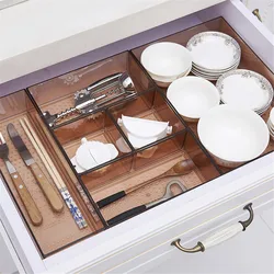 Drawer Style Make Up Storage Box Acrylic Sundries Cosmetic Container  Kitchen Cutlery Divider Case Desktop Sundries Organizer