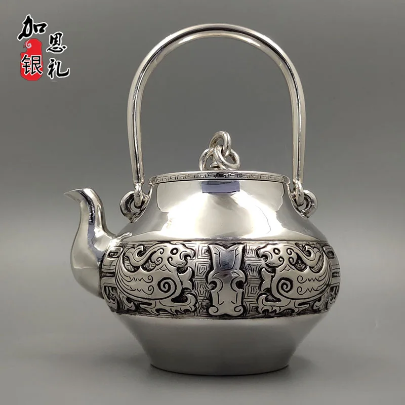 Teapot, stainless steel teapot, silver teapot, iron teapot, hot water teapot, teapot 750 ml water, kung fu tea set.