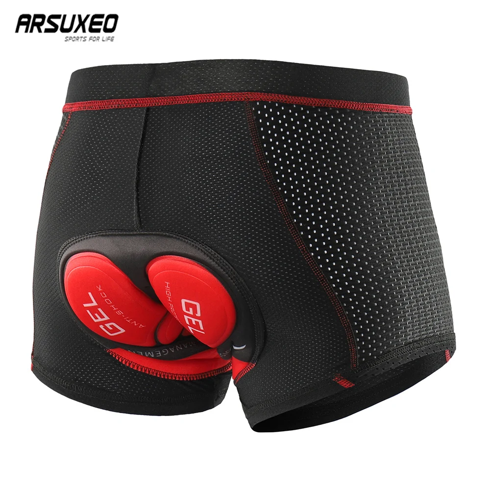 ARSUEXO Upgrade Cycling Underwear Pro 3D Gel Pad Mountain Bike MTB Shorts Shockproof Road Bicycle Underpants Breathable 001C