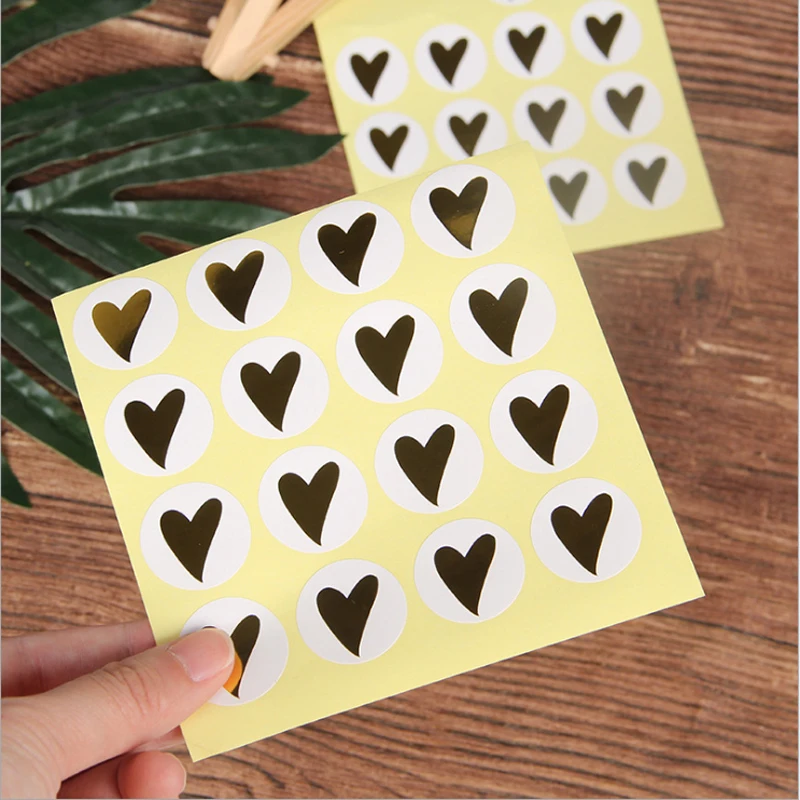 160 Stück/Los Runde Herz-Geschenk-Siegel-Etiketten, selbstklebende Kraftpapier-Siegel-Aufkleber für Backwaren, lustige DIY-Arbeiten – Detail 30