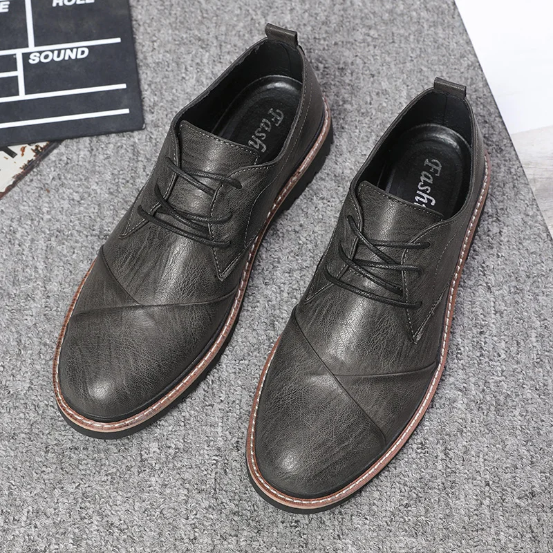 

Yomior New British Spring Men Casual Shoes High Quality Formal Dress Leather Shoes Vintage Business Wedding Loafers Oxfords