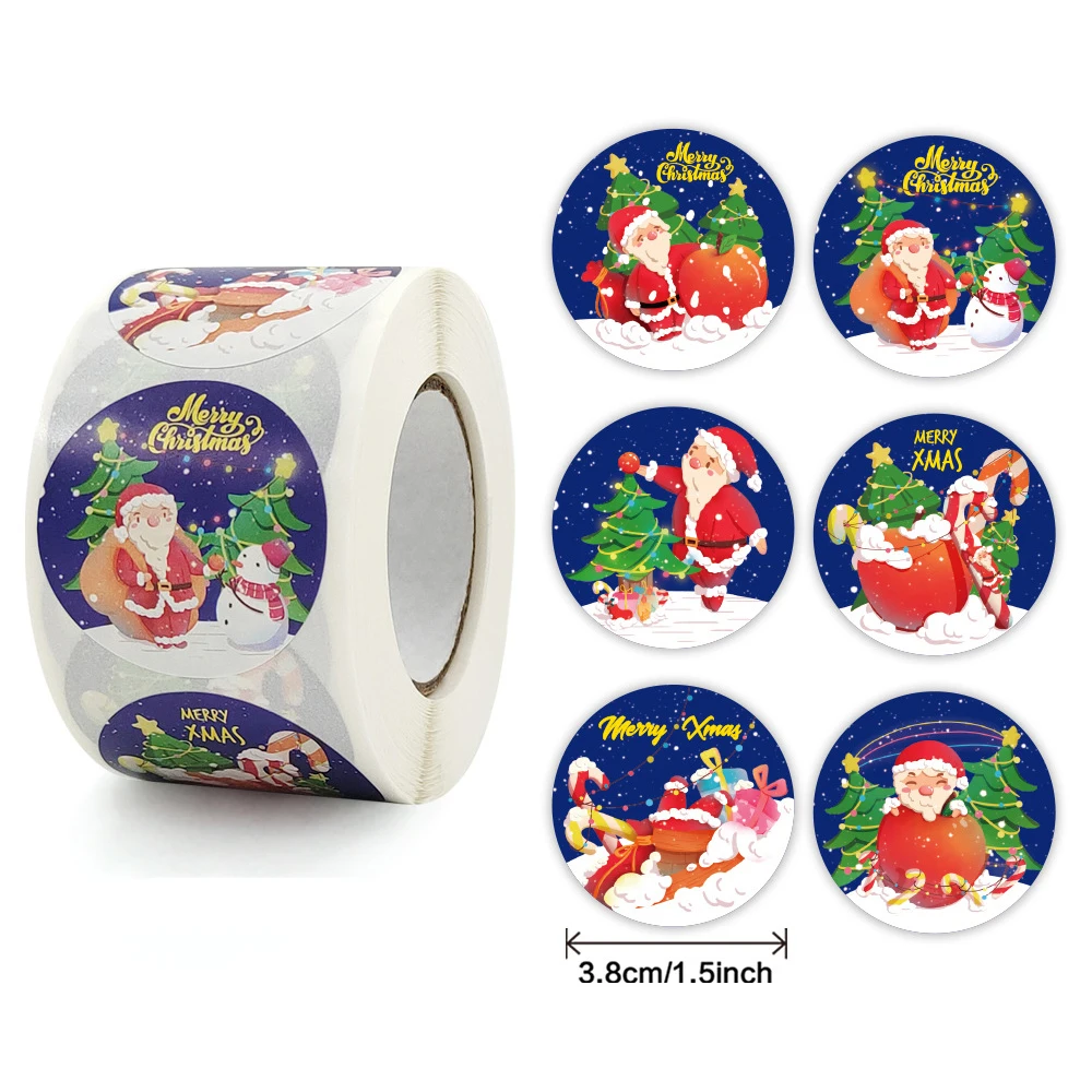 

500pcs 3.8cm 1.5inch Merry Christmas Stickers Santa Business Labels Gift Tags Packing Decoration Supply for Gift Boxes,Cookies