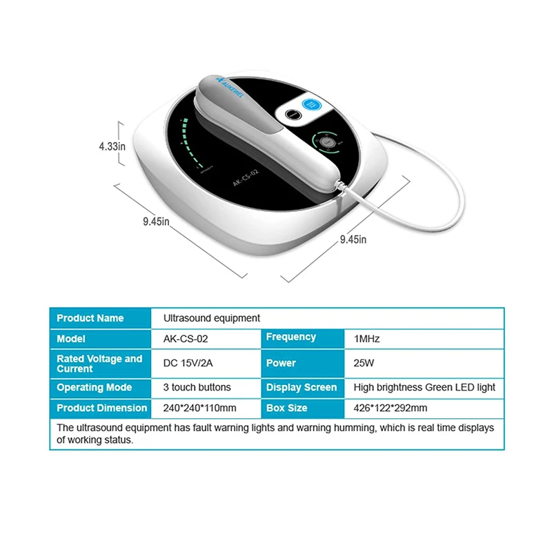 Máquina de terapia ultrasónica para alivio del dolor, masajeador muscular de fisioterapia EMS eléctrico, Control táctil de intensidad de 1MHz,