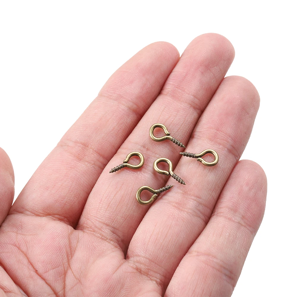 200pcs Small Tiny Eye Pins Eyepins Hooks Eyelets Screw Threaded Clasps Hooks For DIY Jewelry Making Finding Accessories Supplies