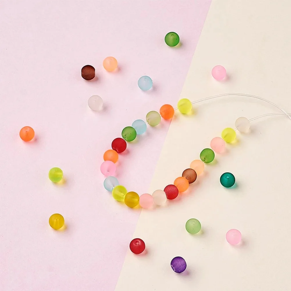 100Pcs Glass Beads Matte Light Candy Color 4 6 8 10mm Round Spacer Loose Beads For Jewelry Making DIY Findings Needlework Beads