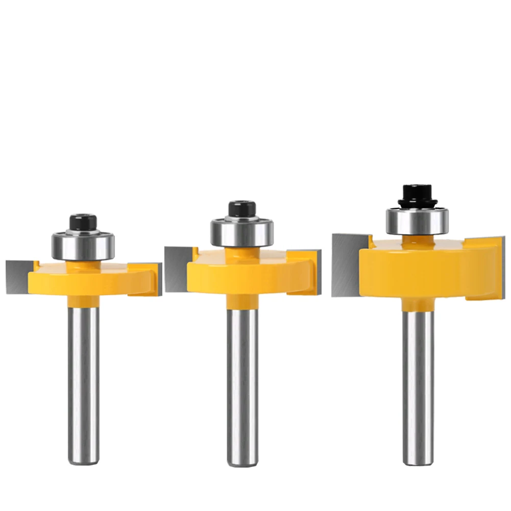 6, 8, 12mm  shankRabbet Router Bit with 6 Bearings Set -1/2\