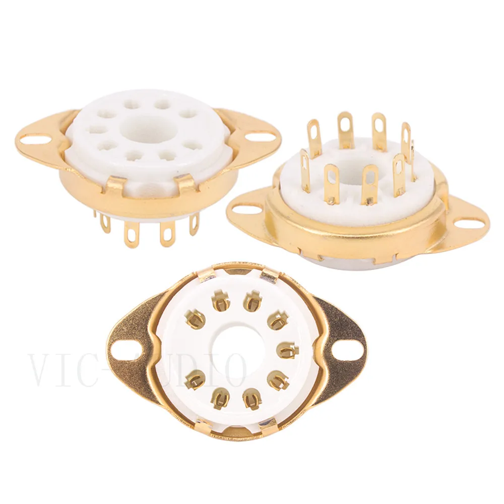 Soquete de tubo de cerâmica, 8 peças, grande, 9 pinos, vavle, tubo de soquete, para el504 pl504 elstico elstico plmoagem 6p12p, amplificador de tubo de vácuo, vintage