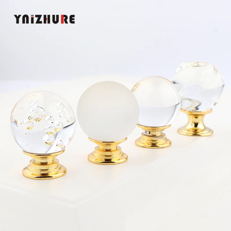 30mm Ball Shape Gold Design Crystal Glass Knobs Cupboard Drawer Kitchen Cabinet Pull Door Wardrobe Handles Hardware