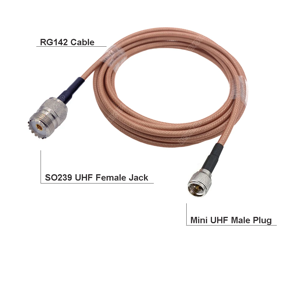 RG142 Cable UHF Female SO239 Jack to Mini UHF Male Plug 50-3 RF Coaxial Pigtail 50 Ohm Double Shielded Antenna Extension Jumper