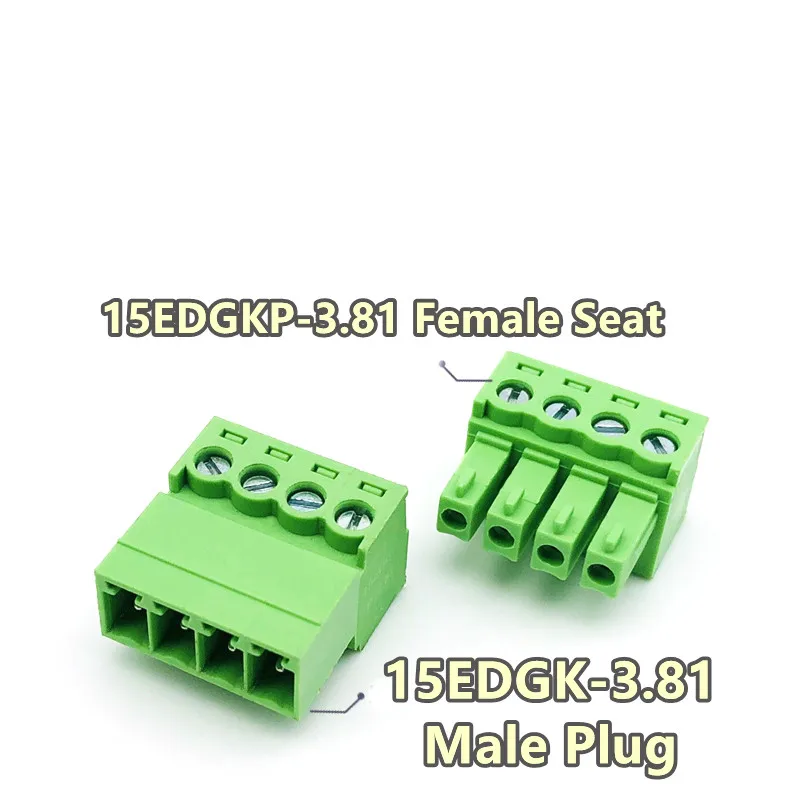 1Set/10Set LOT 15EDGKP  3.81 15EDG 15EDGK PCB 2PIN/3/4/5/6/7/8/9/10-24PIN Connector Plug-In Male Female Pluggable Terminal Block