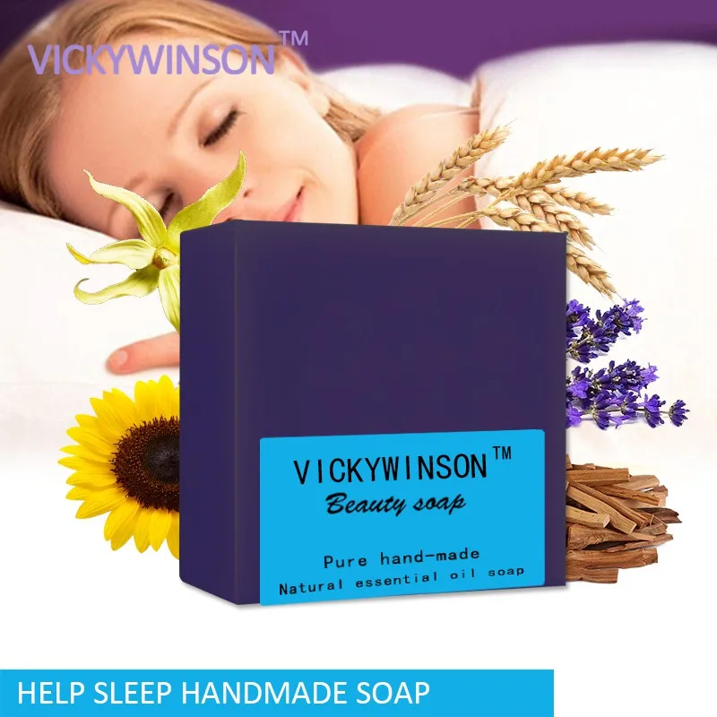 Vickywinsonヘルプ睡眠石鹸100グラム敏感肌向上させ強化組織静め軽減手作り石鹸純粋な天然