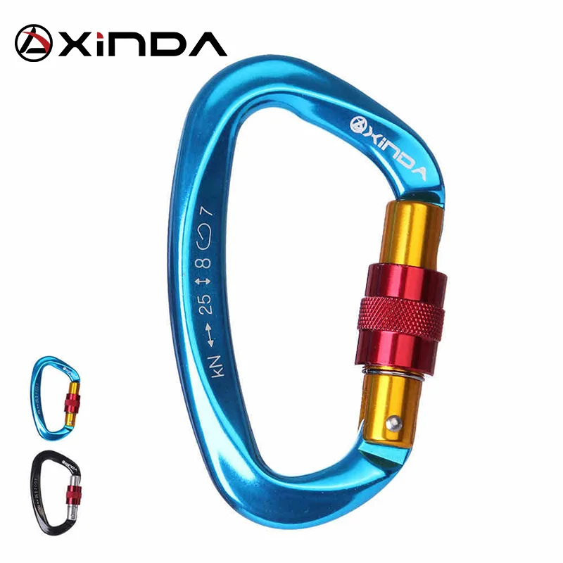 

XINDA 25KN Mountaineering Caving Rock Climbing Carabiner D Shaped Safety Master Screw Lock Buckle Escalade Equipement