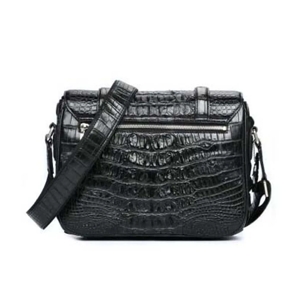 madun import crocodile leather Single shoulder bag  male  Inclined shoulder bag  business  leisure  Young and middle-aged  black