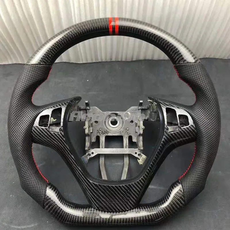 Customized Leather Carbon Fiber Racing Steering Wheel For Hyundai Rohens Coupe Genesis 2009 2010 2011