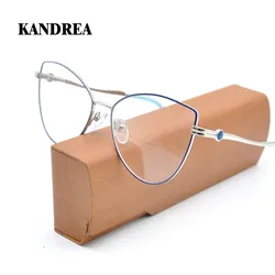KANDREA Metal Anti Blue Ray Glasses Frame Women Vintage Reading Eyeglasses Prescription Eyewear Female Optical Cat Eye Spectacle