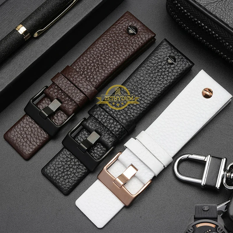 Genuine lea/ther watch strap 22 24 26 27 28 30mm watchband for diesel DZ7370 DZ7313 DZ7413 DZ7257 watch band leather bracelet