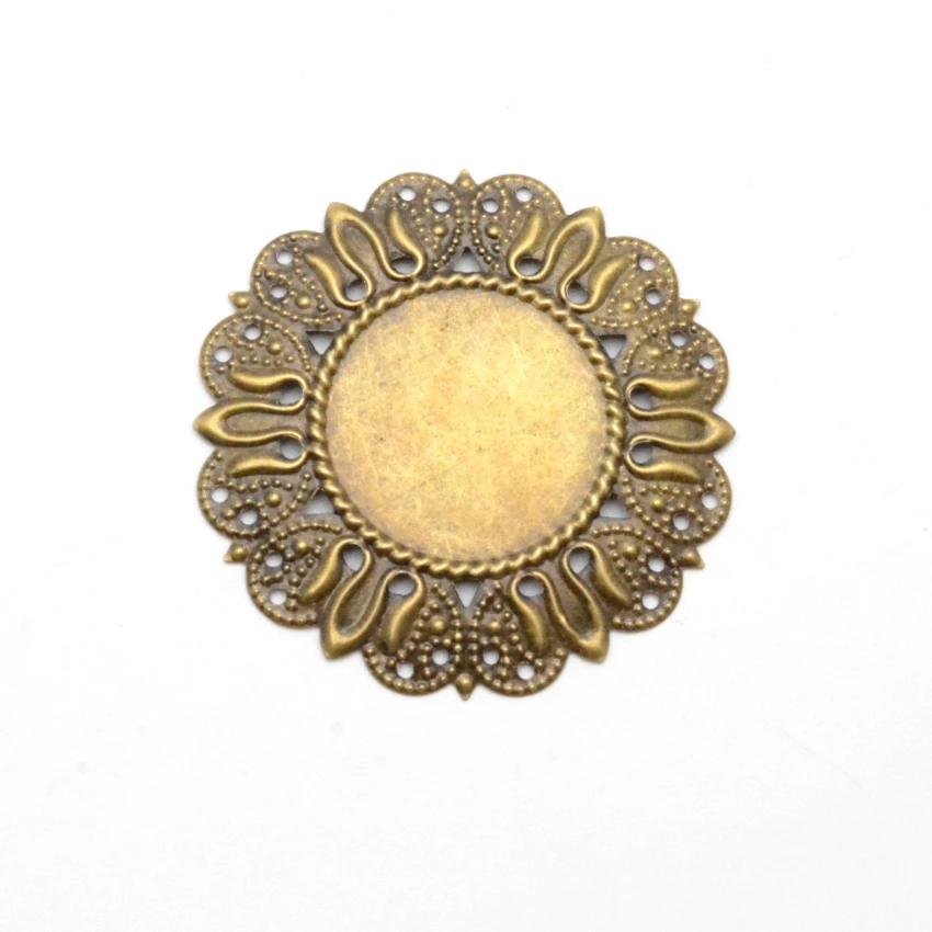 10Pcs 49mm Bronze/gold/silver Filigree Cabochon Setting ( fit 25mm) Wraps Connectors Decoration DIY Embellishments Findings