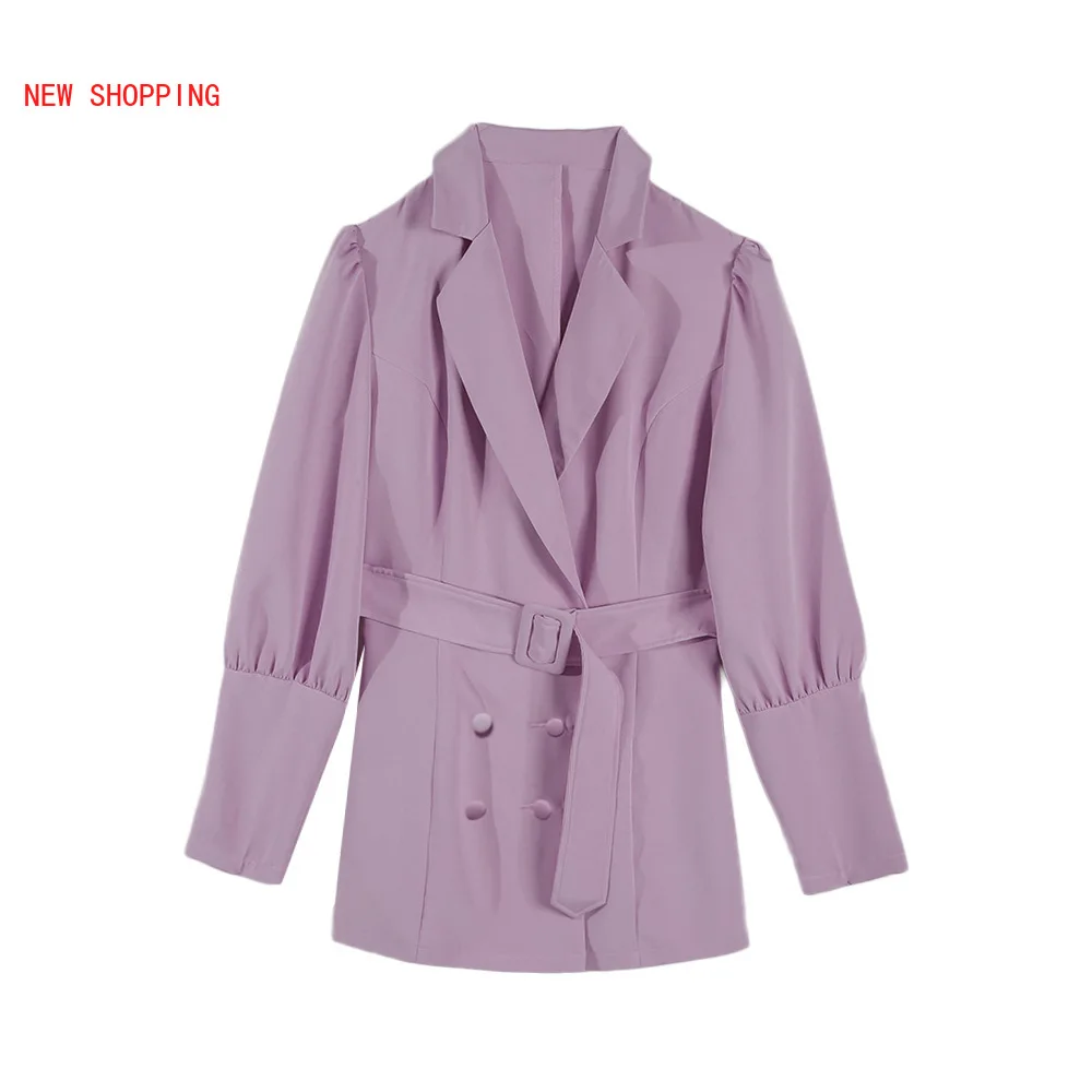 Black Sexy Deep V Neck Full Sleeve Bazers Women Double Breasted with Sashes Outerwear Autumn Winter Business Office Lady Blazer