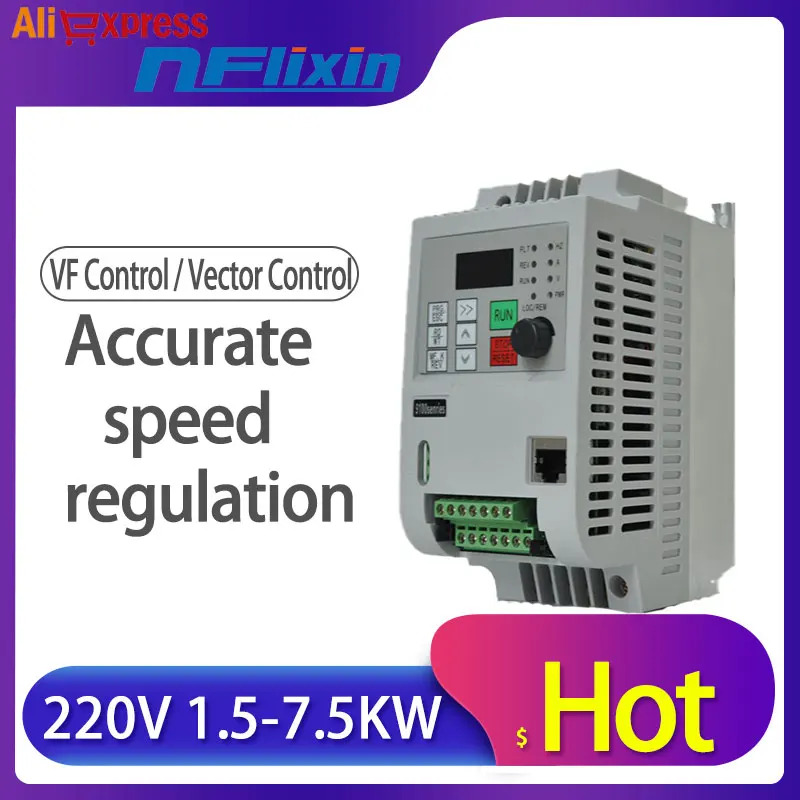 NFLIXIN 220V 4kW VFD Single-phase Speed Control Variable Frequency Inverter for Motor Speed Control 3 Phase Output