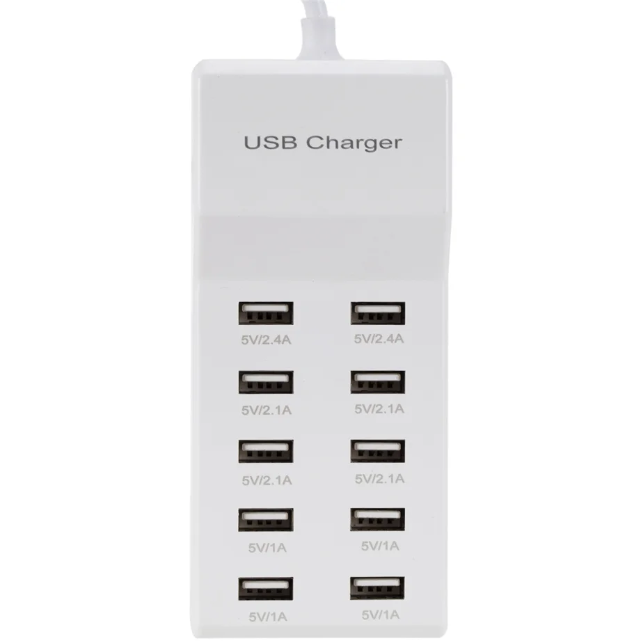 10 USB Charger Station Splitter 60W Mobile Phone Charger HUB Smart IC Charge Universal for iPhone Samsung Mp3 Tablet Etc