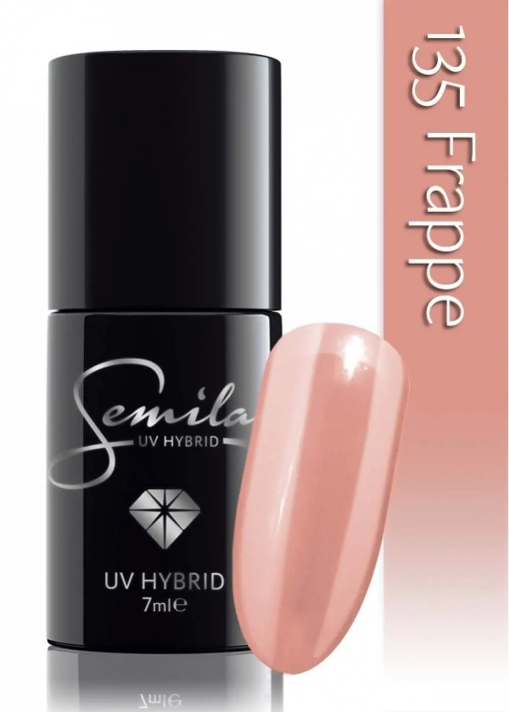 Semilac Frappe 135 semi-permanent coverage, UV hybrid nail polish texture Gel