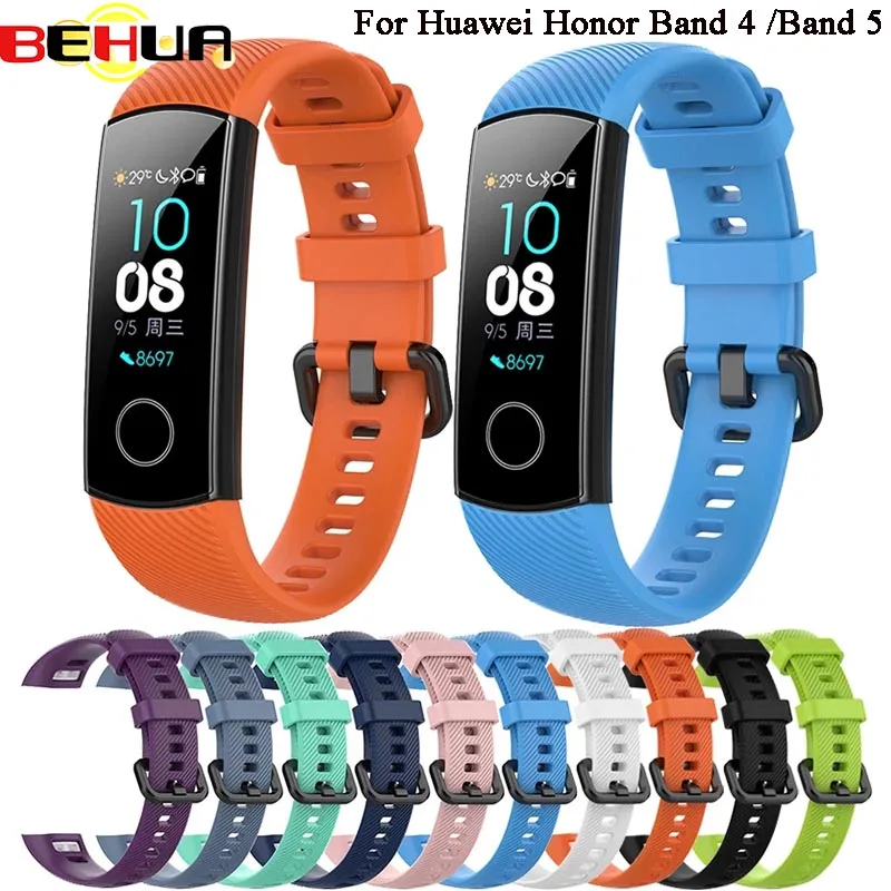 حزام ساعة BEHUA الرياضي من السيليكون لسوار المعصم Honor Band 5، حزام بديل لسوار Huawei Honor Band 4 الذكي