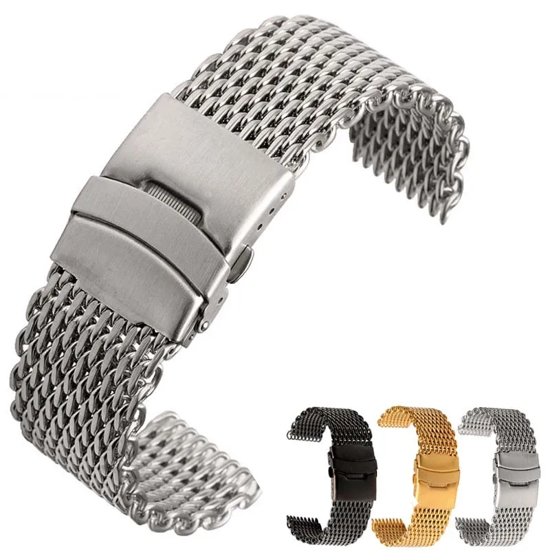 Samsung Galaxy Watch Milanese Loop Bracelet Stainless Steel Mesh Weaving 18 20 22 24mm Double Button Solid Watch Strap Band