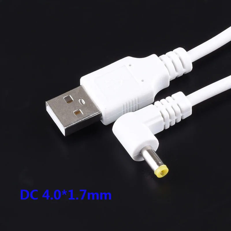 DC Power Plug USB Convert To 4.0*1.7mm/DC 4.0x1.7 White Black L Shape Right Angle Jack With Cord Connector Cable