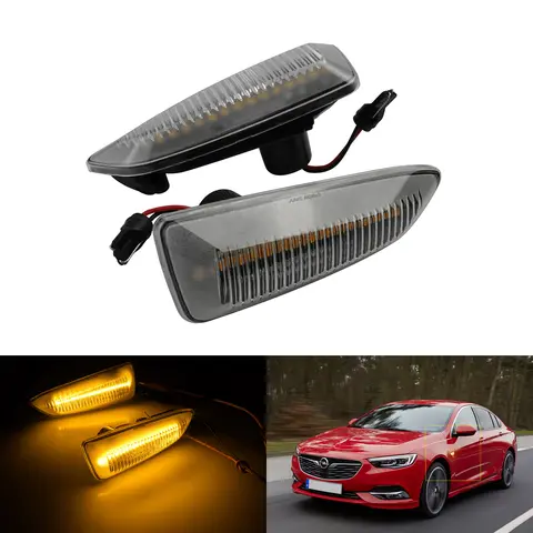ANGRONG 2X For Opel Vauxhall Astra J K Insignia B Zafira Side Indicator LED Repeater Amber Light Clear Lens