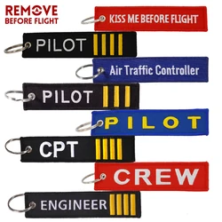 8 PCS REMOVE BEFORE FLIGHT KEYCHAIN Embroidery Crew PILOT ATC CAPTAIN KISS ME Before Flight Key Ring Chain for Aviation Gifts