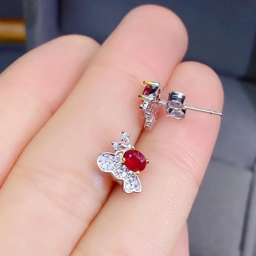 KJJEAXCMY fine jewelry natural ruby 925 sterling silver noble girl earrings new Ear Studs support test hot selling