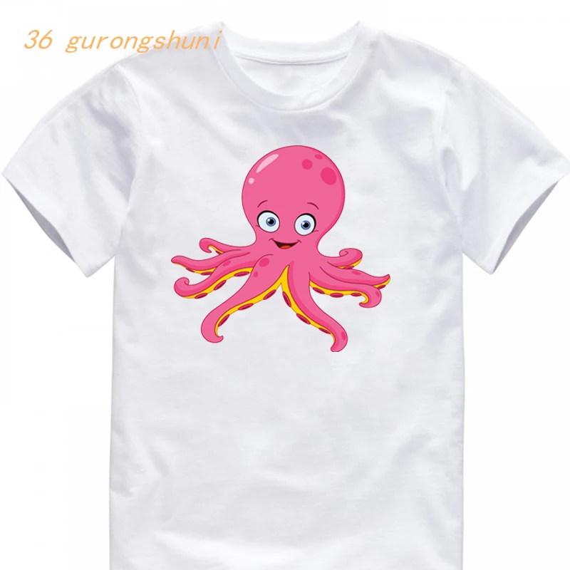 animal cartoon kids t shirt for boys girls clothes tshirt girl cute kawaii octopus print graphic tee funny children t-shirt