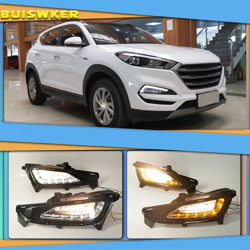 

LED Daytime Running Lights For Hyundai Tucson 2015 2016 2017 2018 Daylight 12V DRL foglights headlight body kits Car Styling