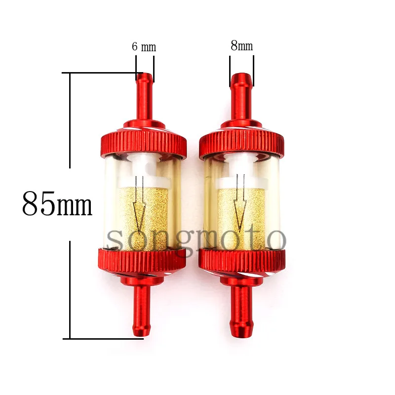 6mm/8mm CNC Aluminum Alloy Glass Motorcycle Gas Fuel Gasoline Oil Filter Moto Accessories for ATV Dirt Pit Bike Motocross