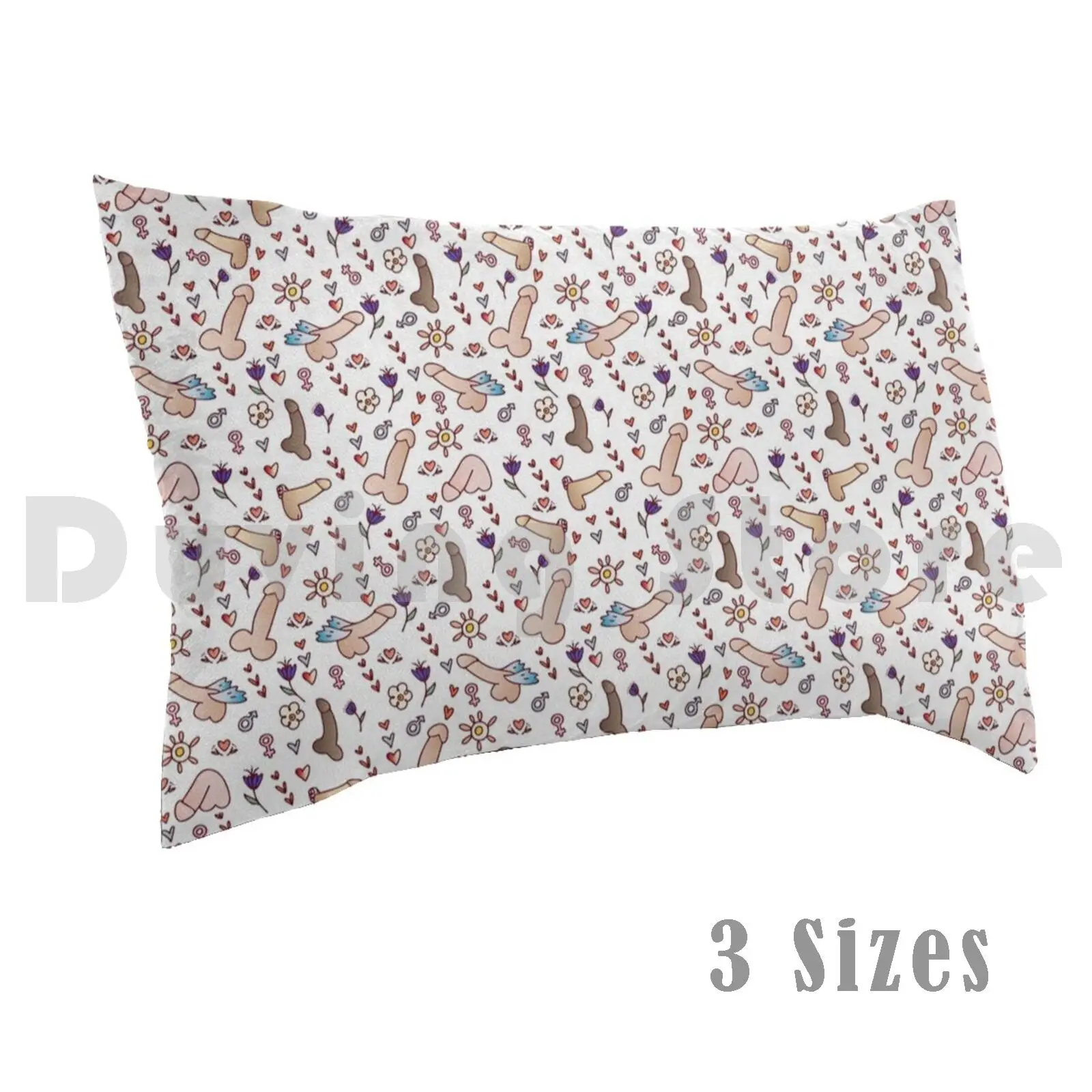 Pattern Pillow Case Printed 50x75 Adult Pattern Funny Repeat All Over Dildo Cock Ball Mens Female