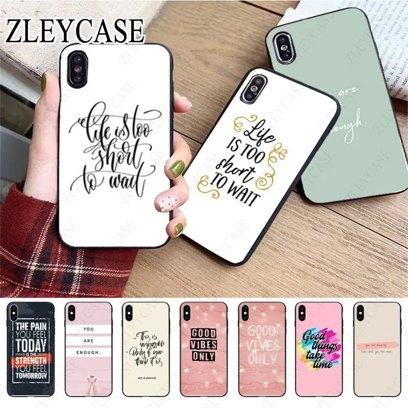 Proverb Phrase Motto Simple English word Phone Case For iphone 15pro 11pro 13pro 14pro 12pro xsmax 7 8 XR 12mini 15plus SE cover