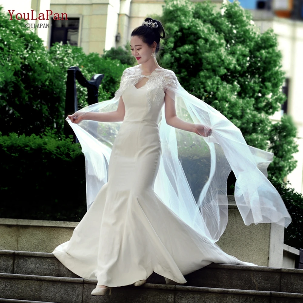 

YouLaPan G25 Bridal Cape Veil Cathedral Length Wedding Jacket for Bridal Luxury 3M long DIY Train Elegant Wedding Bolero Shawl