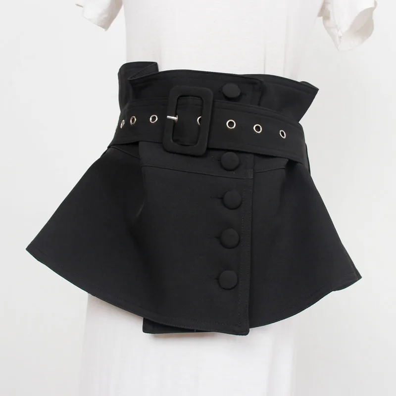 Women Waistband Button Belt Pin Spring Summer Fashion Trend Breasted Fabric Wide Decorative White Shirt shirt Dress New Design