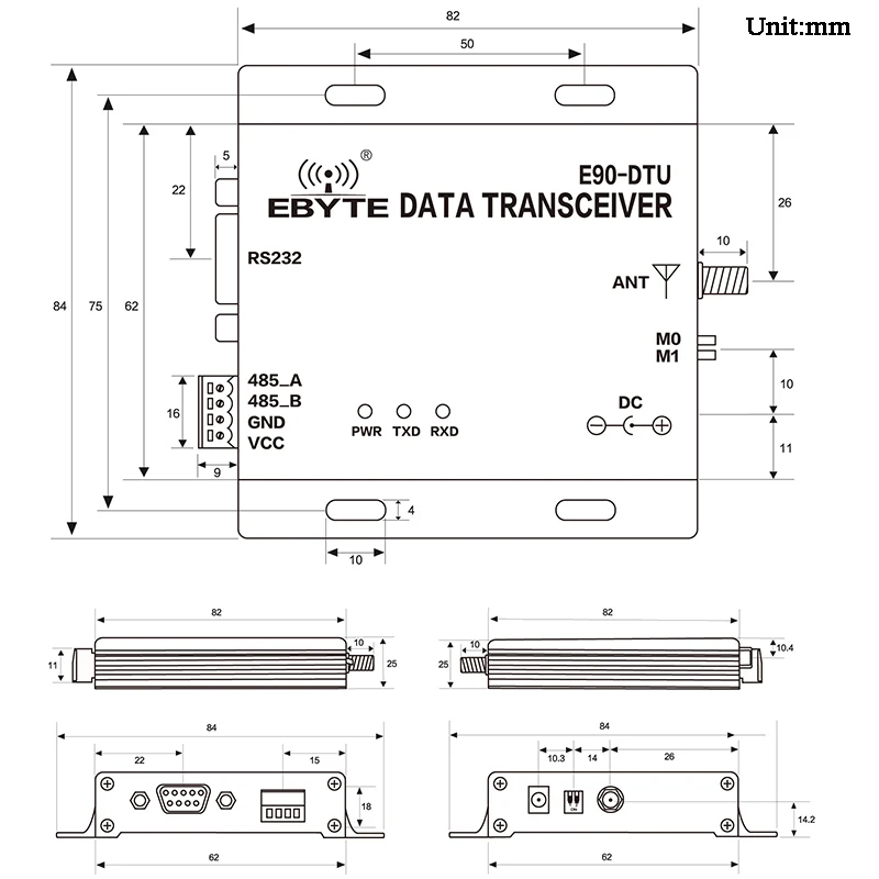 Imagem -04 - Transmissor de Dados sem Fio Modbus 10km 230mhz Rs485 Rs232 Transmissor e Receptor Móvel Rssi Sx1262 Modem Lora para Indústria Automática