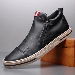 Botas Chelsea sin cordones para hombre, zapatos de alta calidad a la moda de primavera, zapatillas británicas de cuero informales que combinan con todo, zapatos resistentes al desgaste