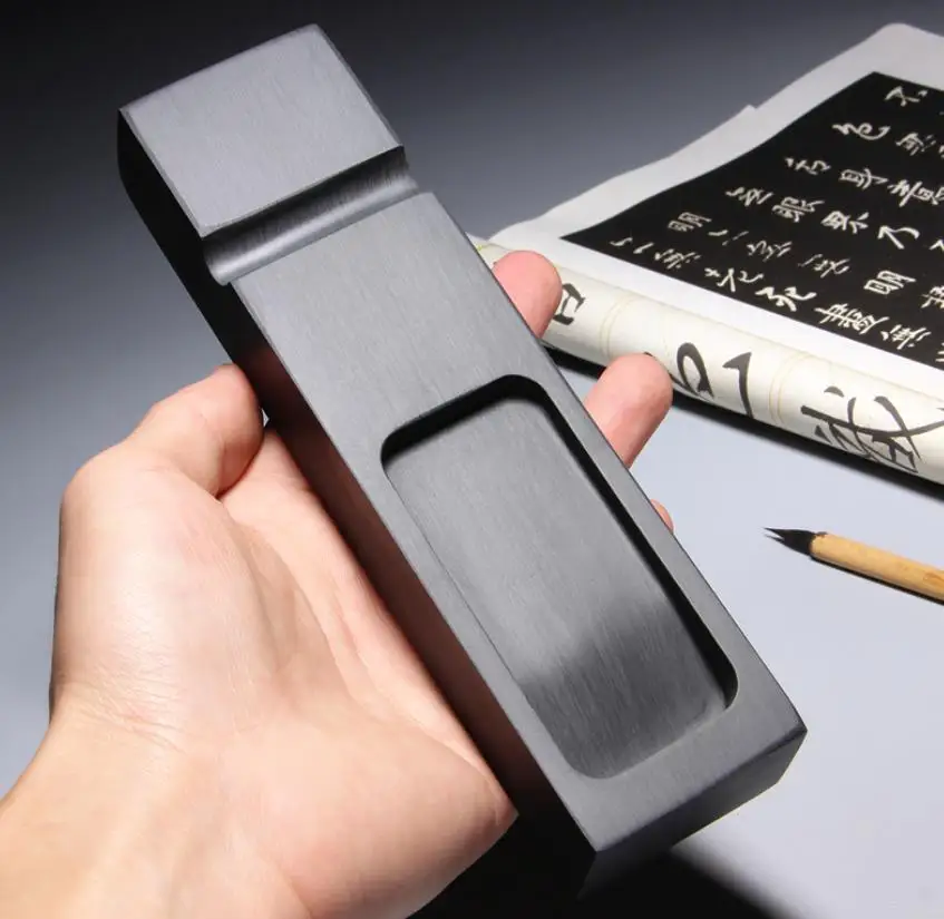 Multifunctional Natural Rock She Ink Stone Brush Rest Inkstone Inkslab Chinese Calligraphy Painting Sumi-e Tool